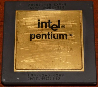 Intel Pentium 60 MHz CPU (Goldcap) sSpec: SX948 (A80501-60) Malay 1992